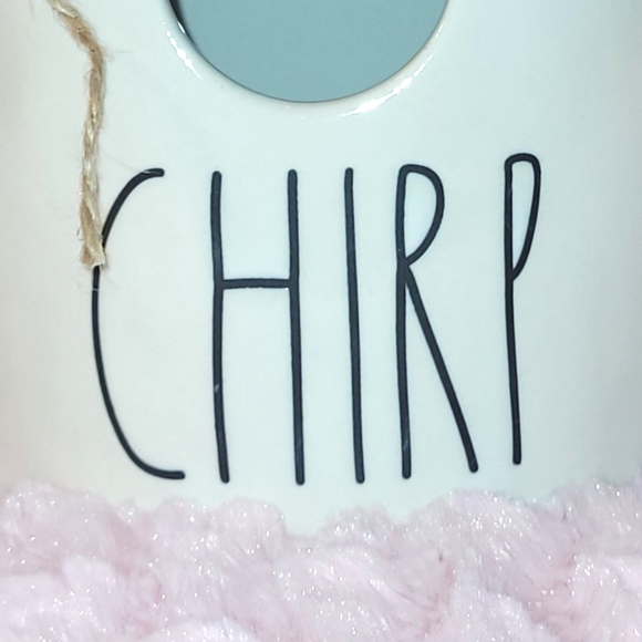 2-sided Rae Dunn "Chirp" birdhouse with ribbon & bird/branch print on back. - Picture 16 of 16